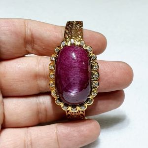 Vòng tay vàng 18k đá Ruby thiên nhiên đính xoàn - VRB1114