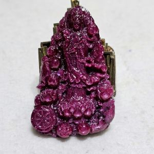 Tượng mẹ Quán Thế Âm Bồ Tát đứng trên đài sen đá Ruby đỏ huyết thiên nhiên (VIP) đã kiểm định - TRB1040