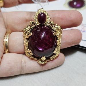 Mặt đá Ruby đỏ Vip bọc vàng kèm dây đeo - MRB635