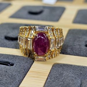 Nhẫn vàng nam đính đá Ruby thiên nhiên cao cấp - NVĐQ1039