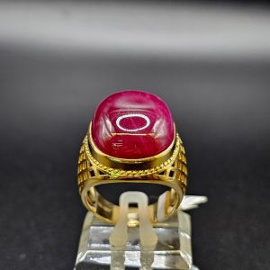 Nhẫn vàng nam đính đá Ruby đỏ huyết thiên nhiên cao cấp - NVĐQ221