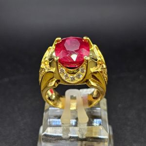 Nhẫn vàng nam đính đá Ruby đỏ thiên nhiên cao cấp - NVĐQ237