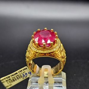 Nhẫn vàng nam đính đá Ruby đỏ thiên nhiên cao cấp - NVĐQ241